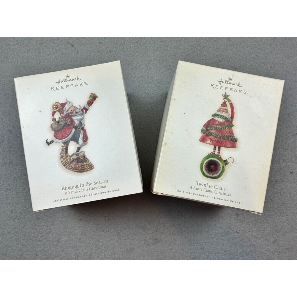 NIB! Hallmark Keepsake A Santa‎ Claus Christmas Ornaments 2008 Set of 2
